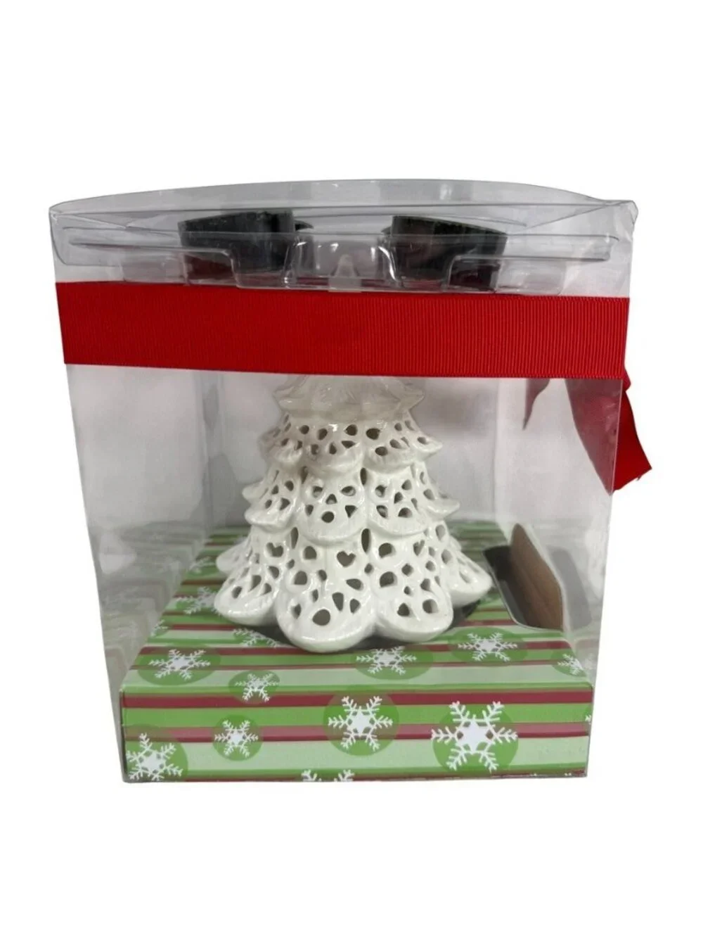 Yankee Candle White Ceramic Christmas Tree Luminary Tealight Holder 2009 NEW
